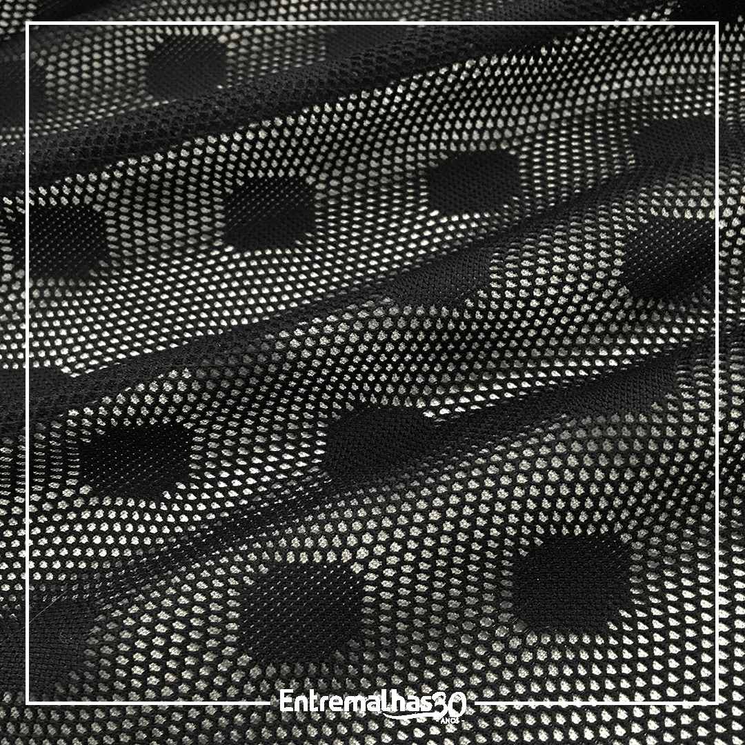 Tecido Lycra Mesh Poá - Preto Ref.:317239