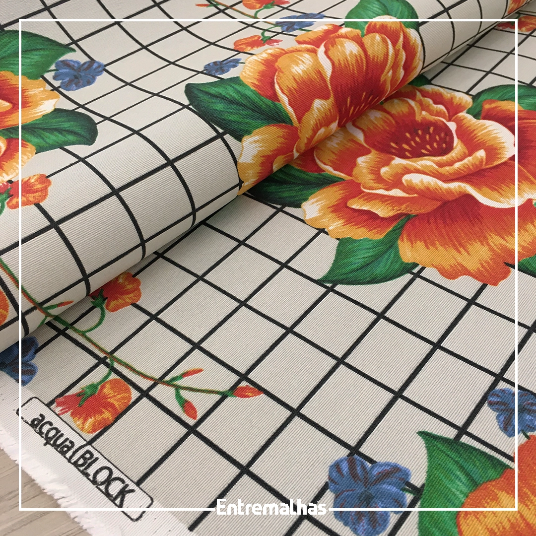 Tecido Acquablock Floresca Grid Ref.: 205605