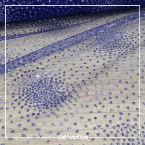 Tecido Tule Glitter Explosão - Azul Ref.:814180