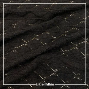 Malha Tricot Lace Folhas - Preto Ref.:330135
