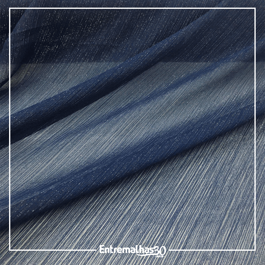 Tecido Crepe Chiffon Yoryu Lurex - Azul
