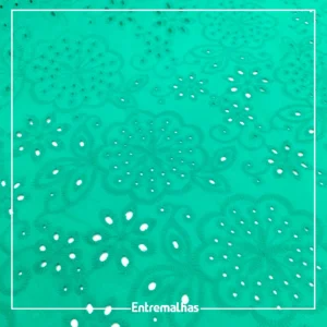 Tecido Broderi Laise Barrado - Verde
