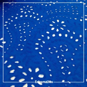 Tecido Broderi Laise Barrado - Azul