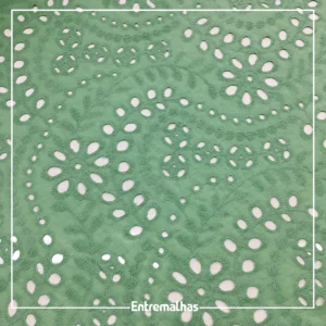 Tecido Broderi Laise Barrado - Verde