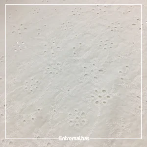 Tecido Broderi Laise Barrado - Branco