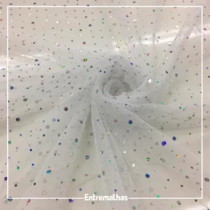 Tecido Tule Constelação - Branco