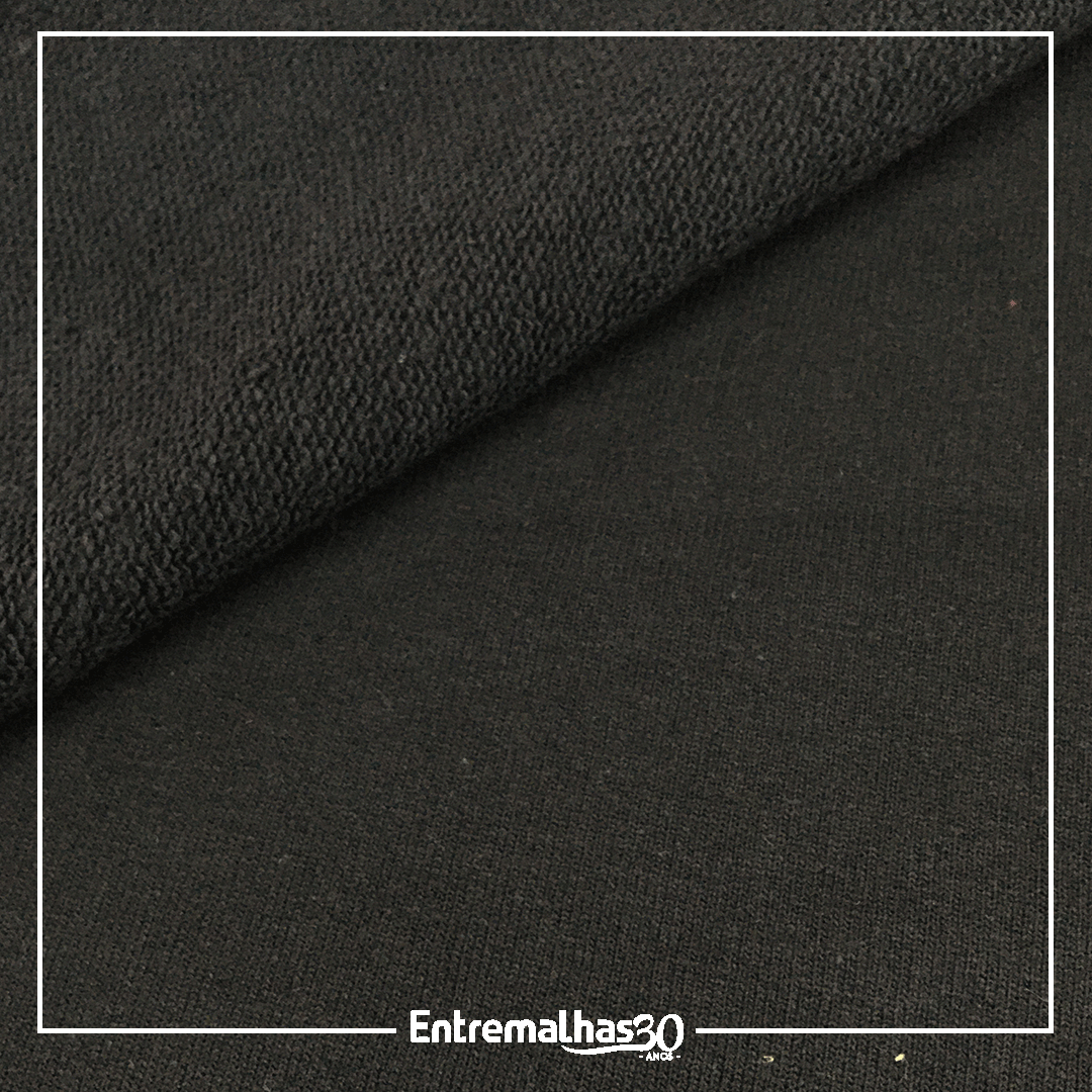 Tecido Moletom Careca 3 Cabos - Preto Ref.: 364010