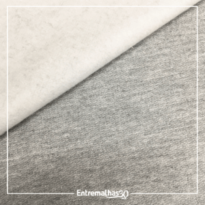 Tecido Moletom Mescla Flan - Cinza