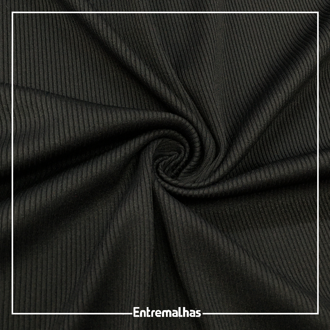 Malha Fashion Canelado - Preto