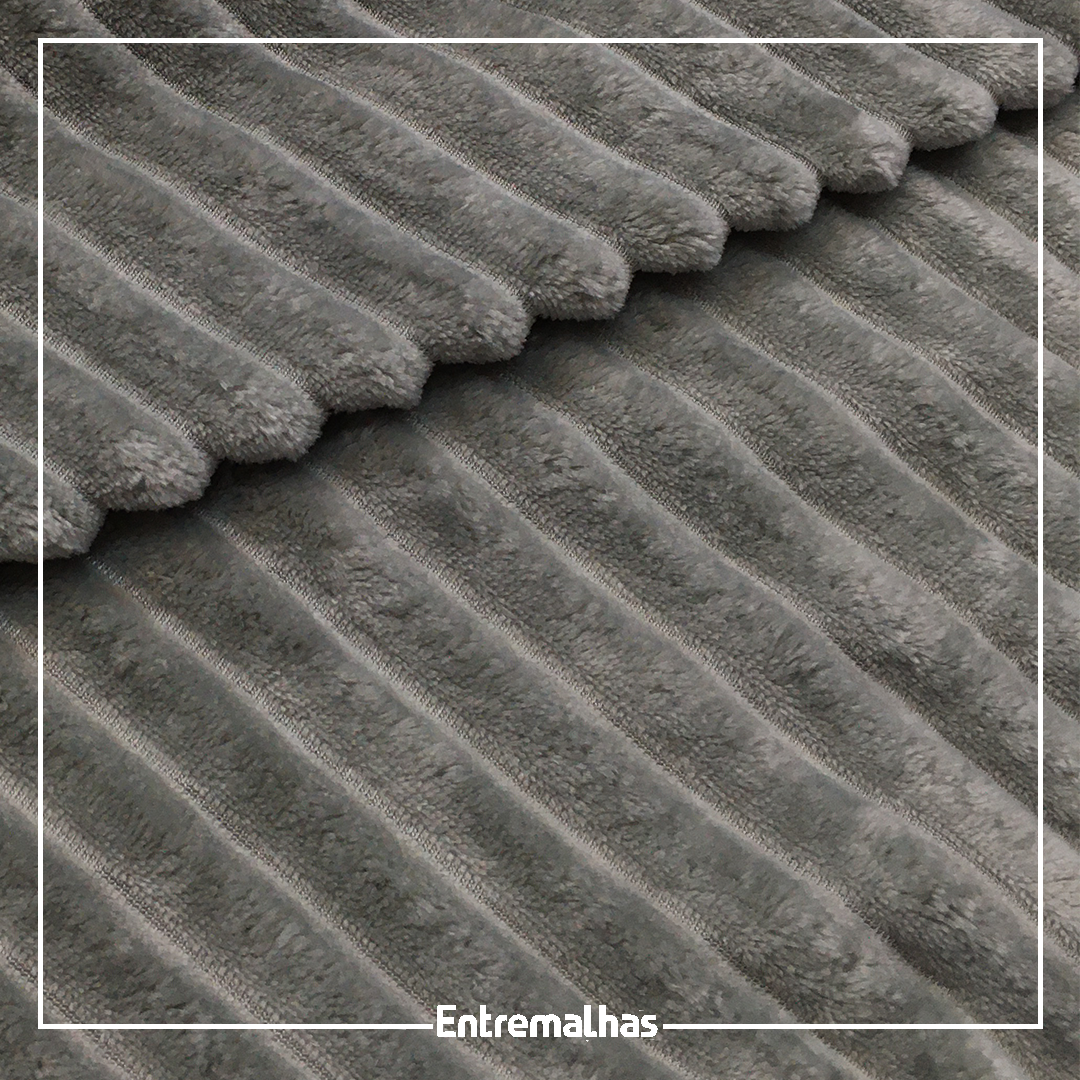 Malha Fleece Stripes - Cinza
