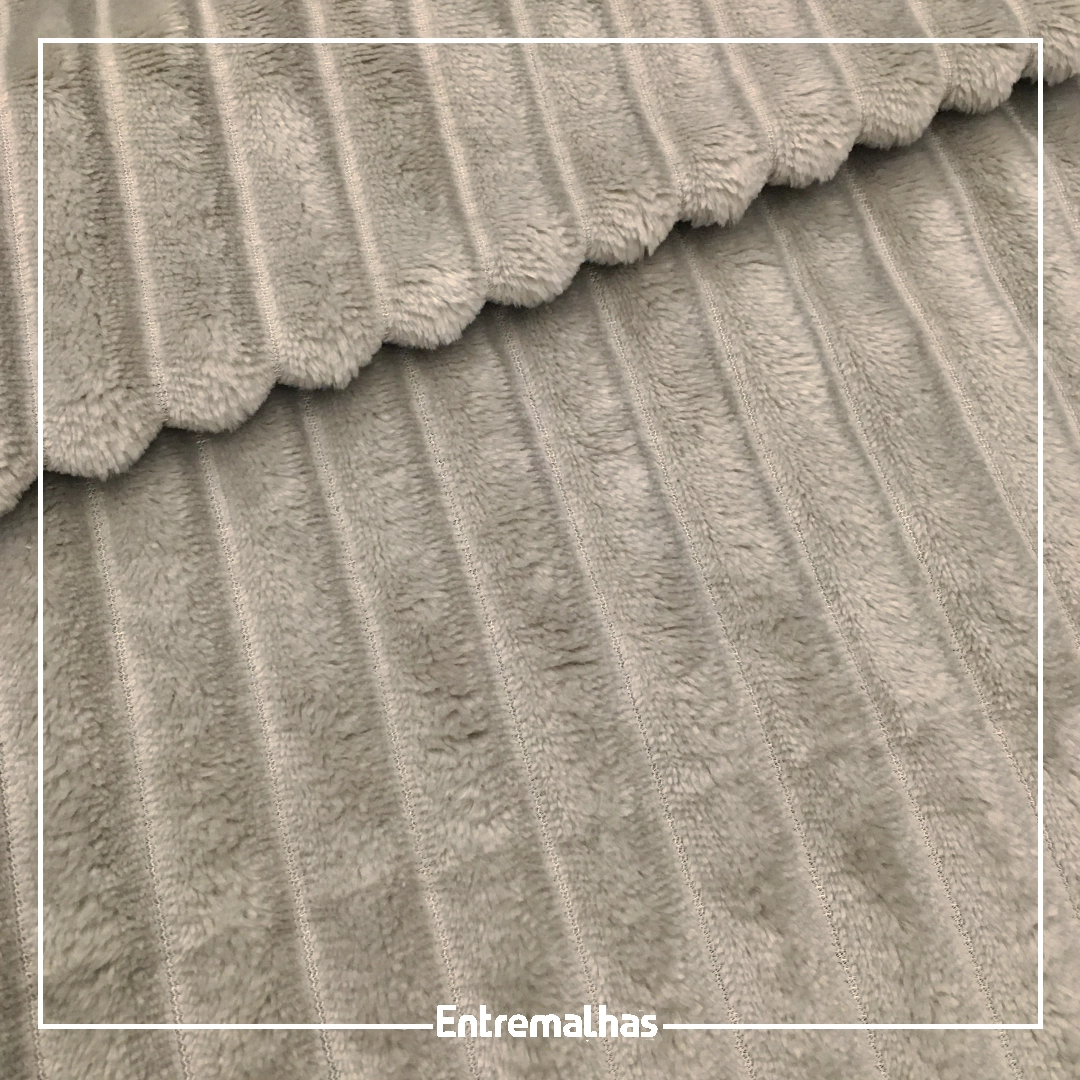 Malha Fleece Stripes - Cinza