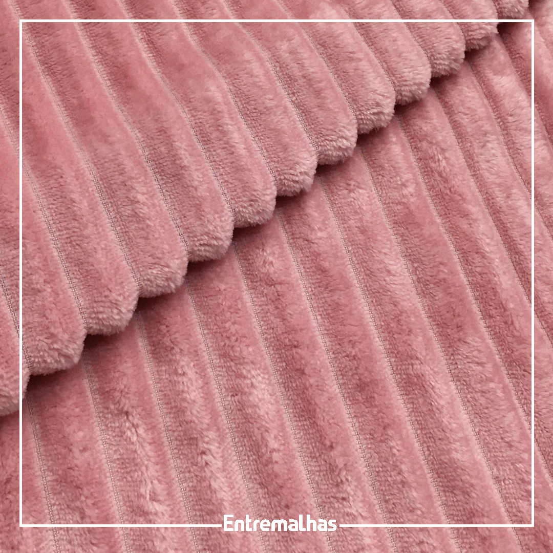 Malha Fleece Stripes - Rosa