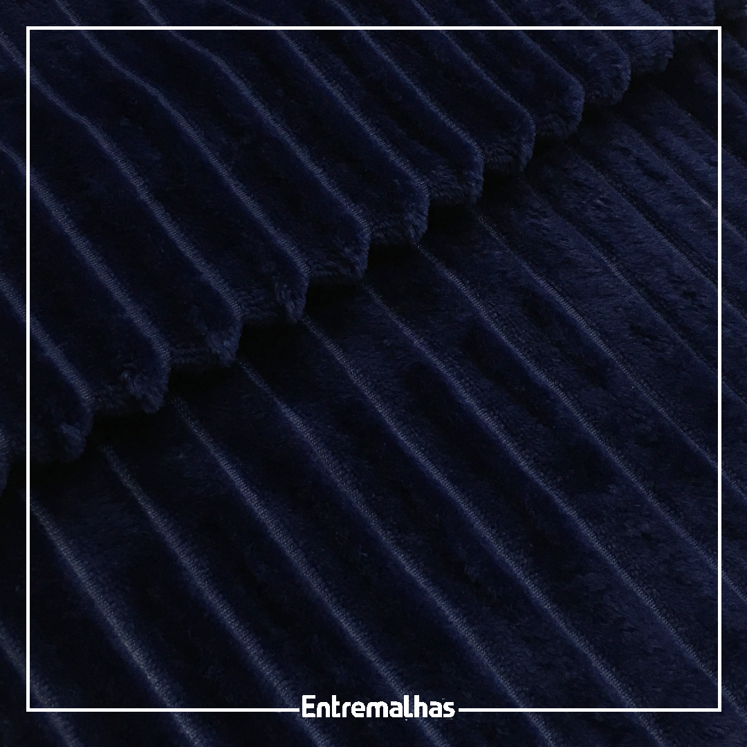 Malha Fleece Stripes - Azul