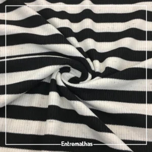 Malha Canelada Listrada - Preto