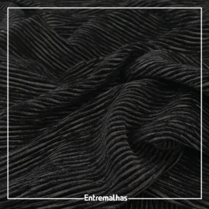 Malha Veludo Plisse Osaka - Preto