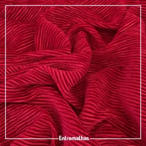 Malha Veludo Plisse Osaka - Vermelho 16071