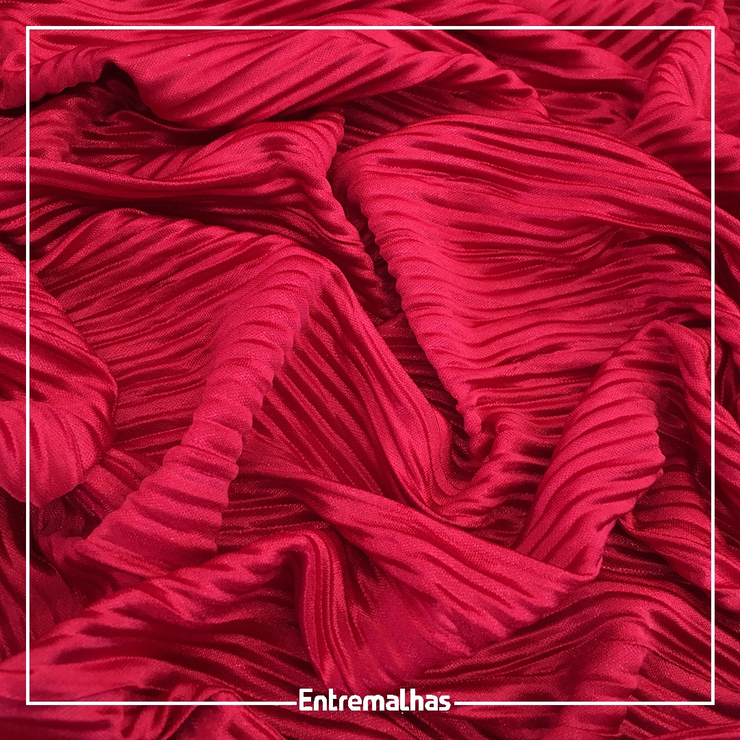 Malha Plissada Acetinada - Vermelho