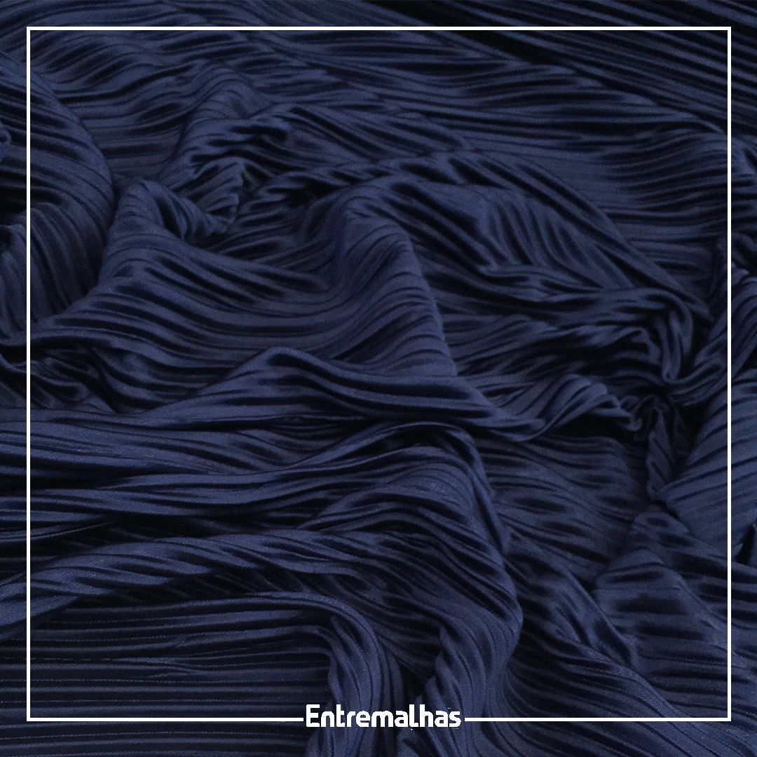 Malha Plissada Acetinada - Azul