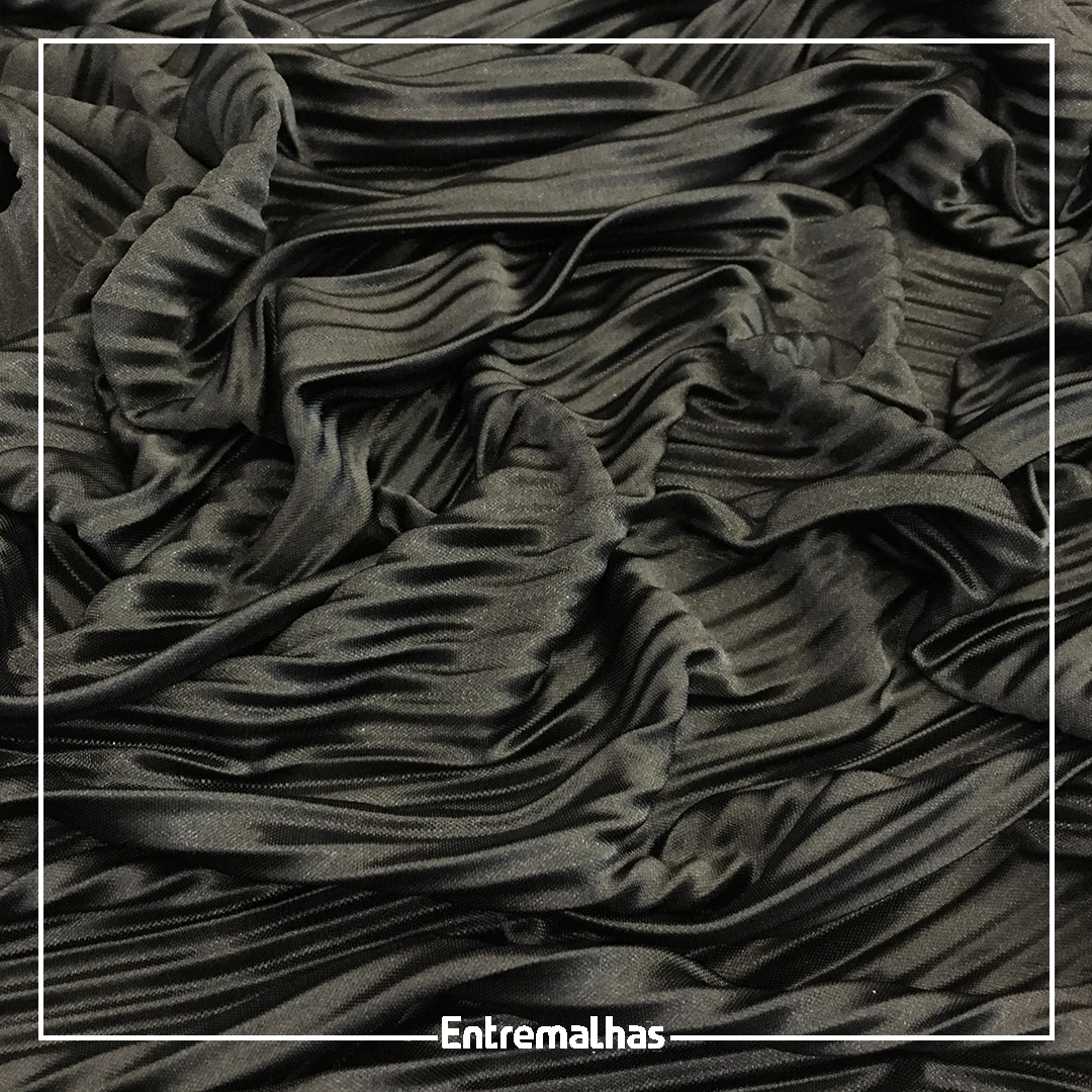 Malha Plissada Acetinada - Preto