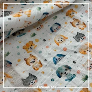 Tecido Fralda Quadradinho Estampada