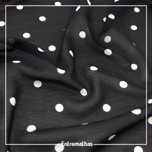 Tecido Estampado Poá - Preto
