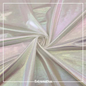 Tecido Malha Shine Arco-íris - Branco