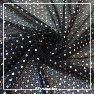 Tecido Tule Holográfico - Preto