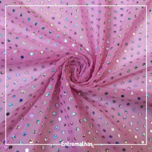 Tecido Tule Holográfico - Rosa