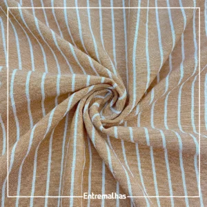Tecido Cotton Touch Listrado - Nude/Bege