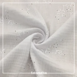 Tecido Algodão Nilo Bordado - Branco