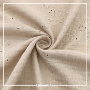 Tecido Algodão Nilo Bordado - Bege