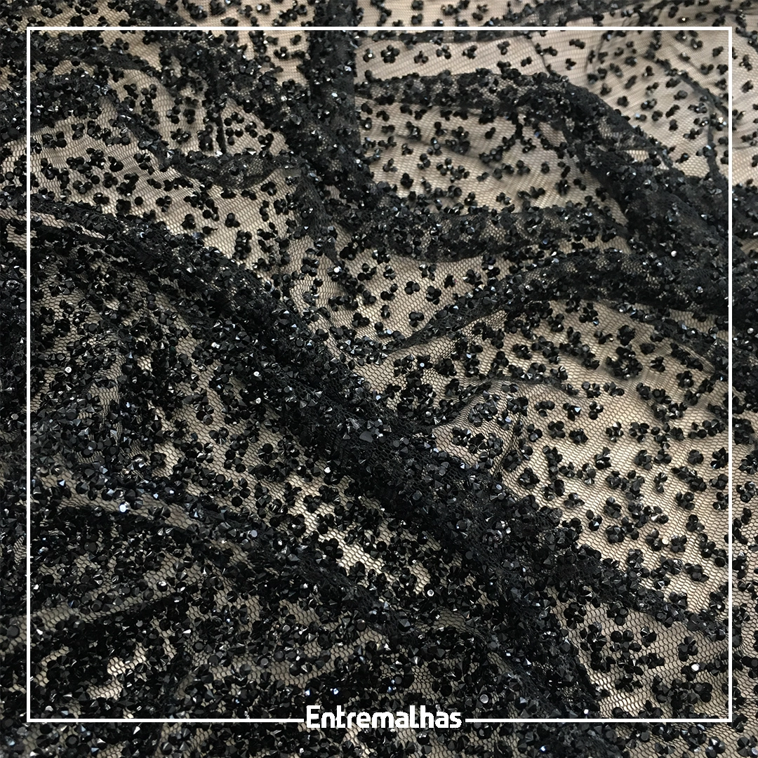 Tecido Diamante Quebrado - Preto