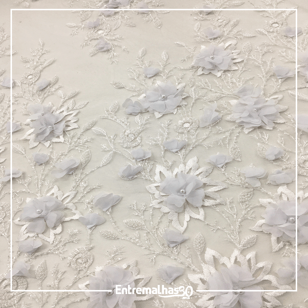 Tecido Renda Noiva - Branco