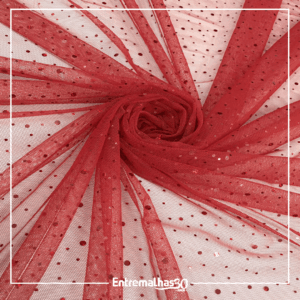 Tecido Tule Constelação - Vermelho