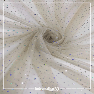 Tecido Tule Constelação - Bege