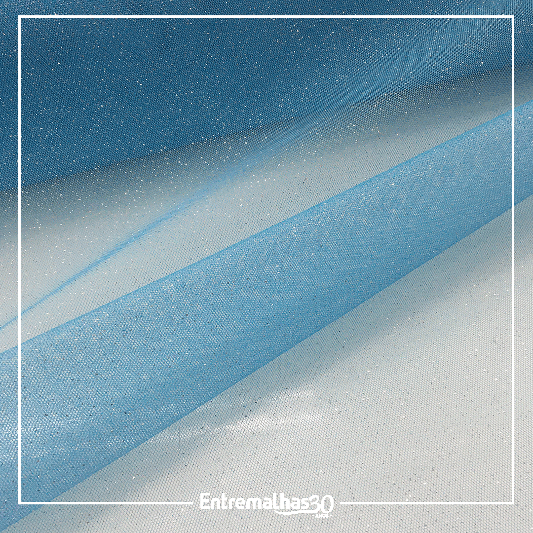 Tecido Tule Cristal - Azul