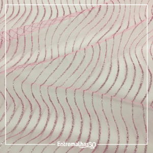 Tecido Glitter Ondas - Rosa