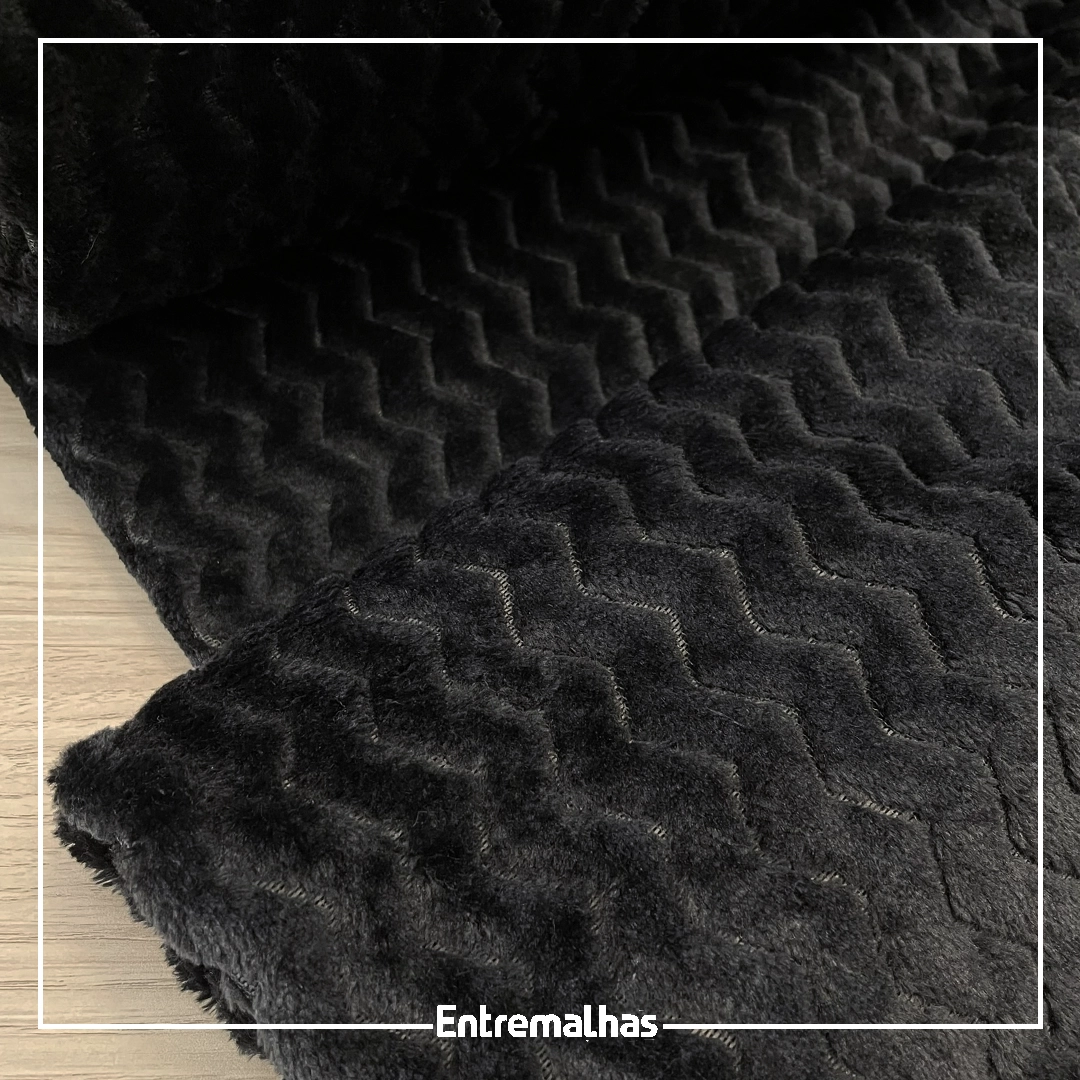 Malha Fleece Jacquard - Preto Ref.:330103