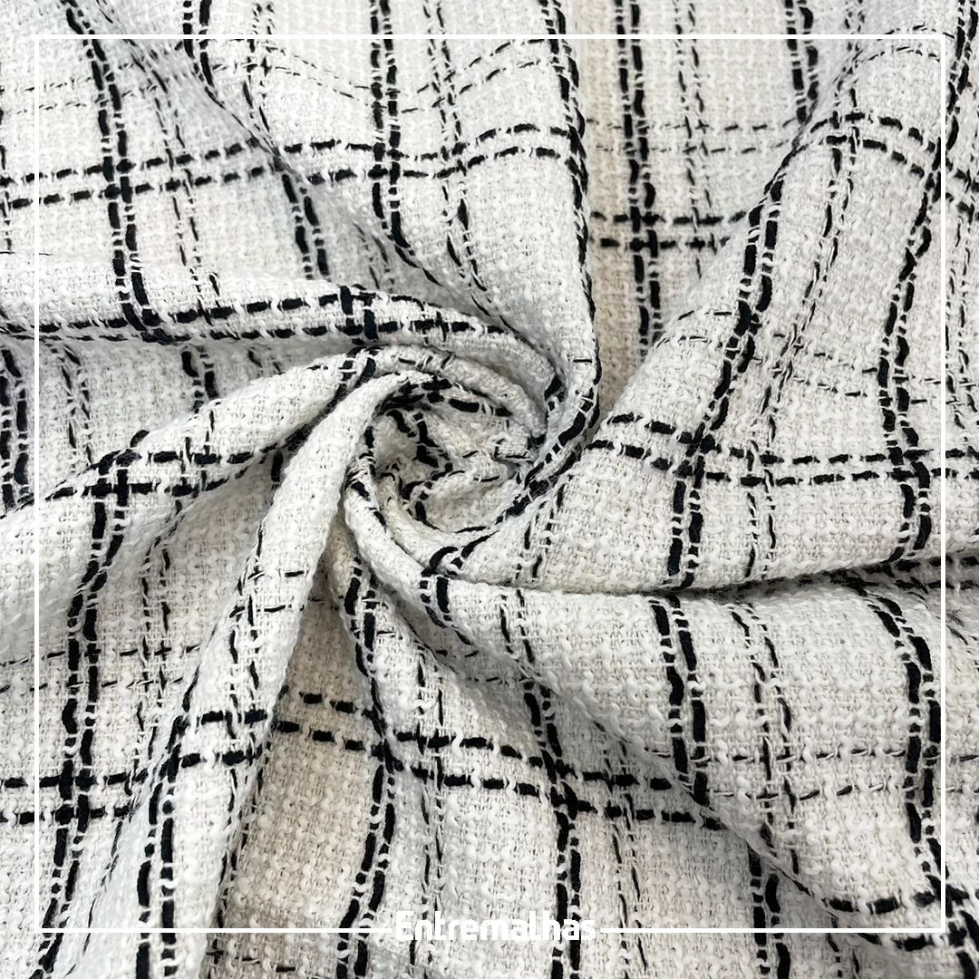 Tecido Tweed - Branco/Preto 236 Ref.:858298