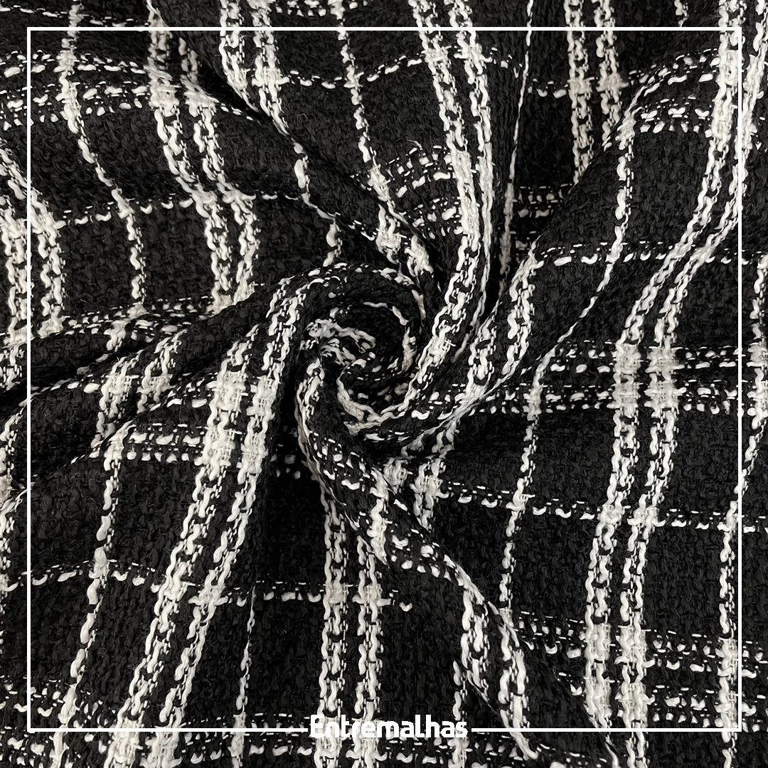 Tecido Tweed - Preto/Branco Ref.:858298