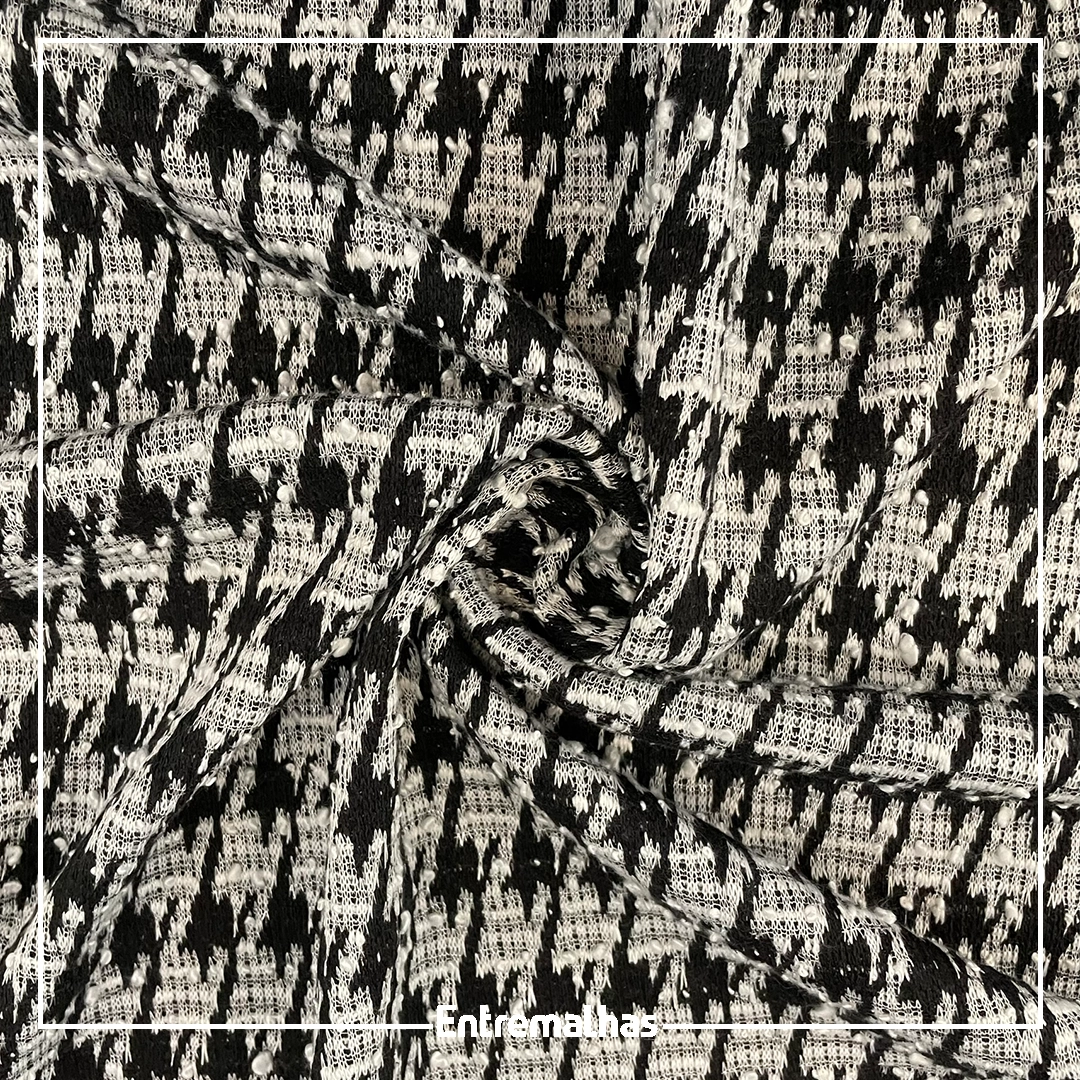 Tecido Tweed Chanel - Preto/Cinza Ref.:859722