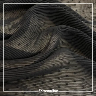 Tecido Crepe Paradis Plissado - Preto Ref.:722032