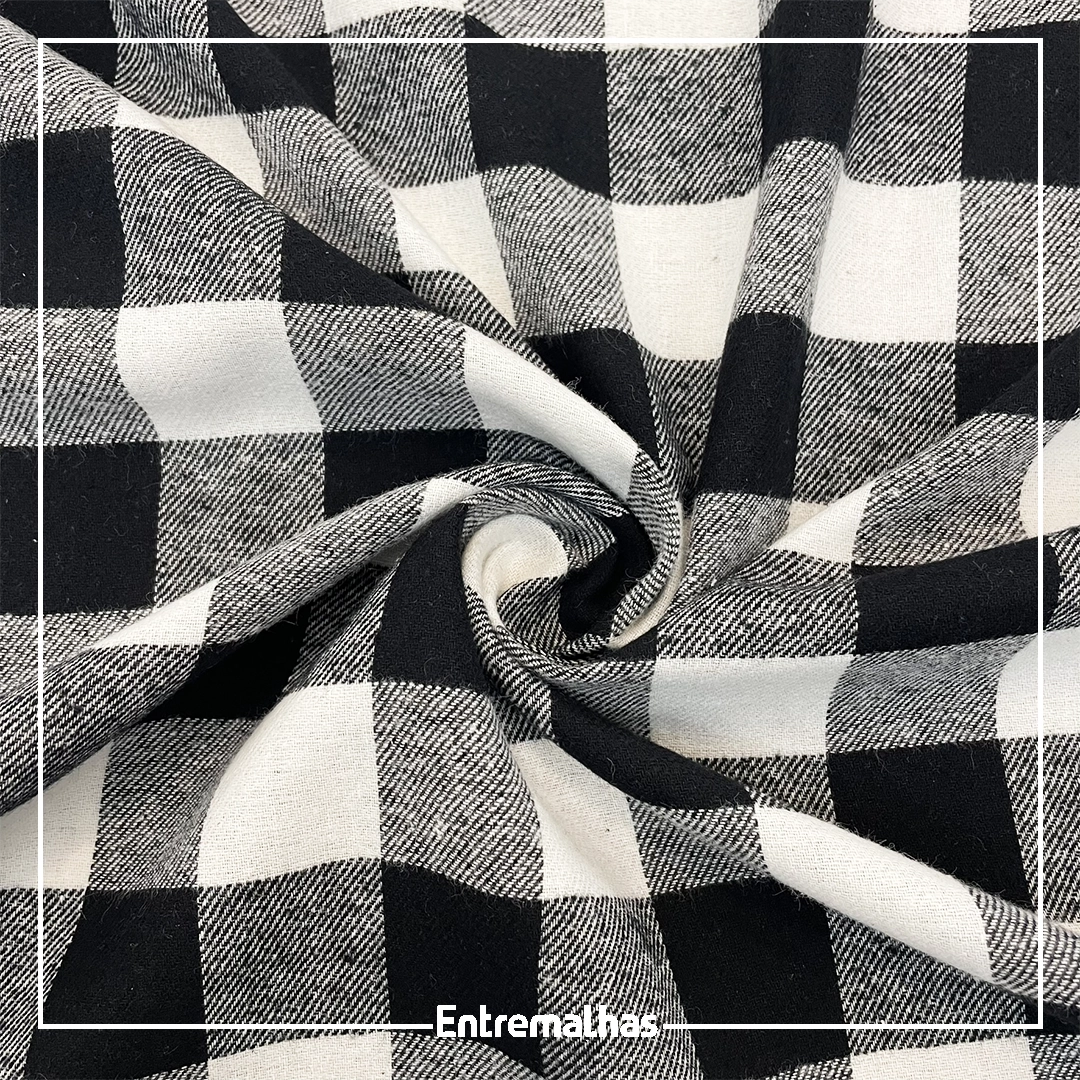 Tecido Flanela Xadrez - Preto Ref.:733014