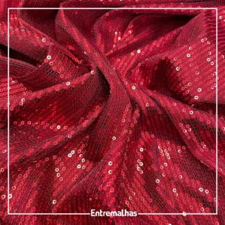 Tecido Malha Paetê - Vermelho Ref.:859295