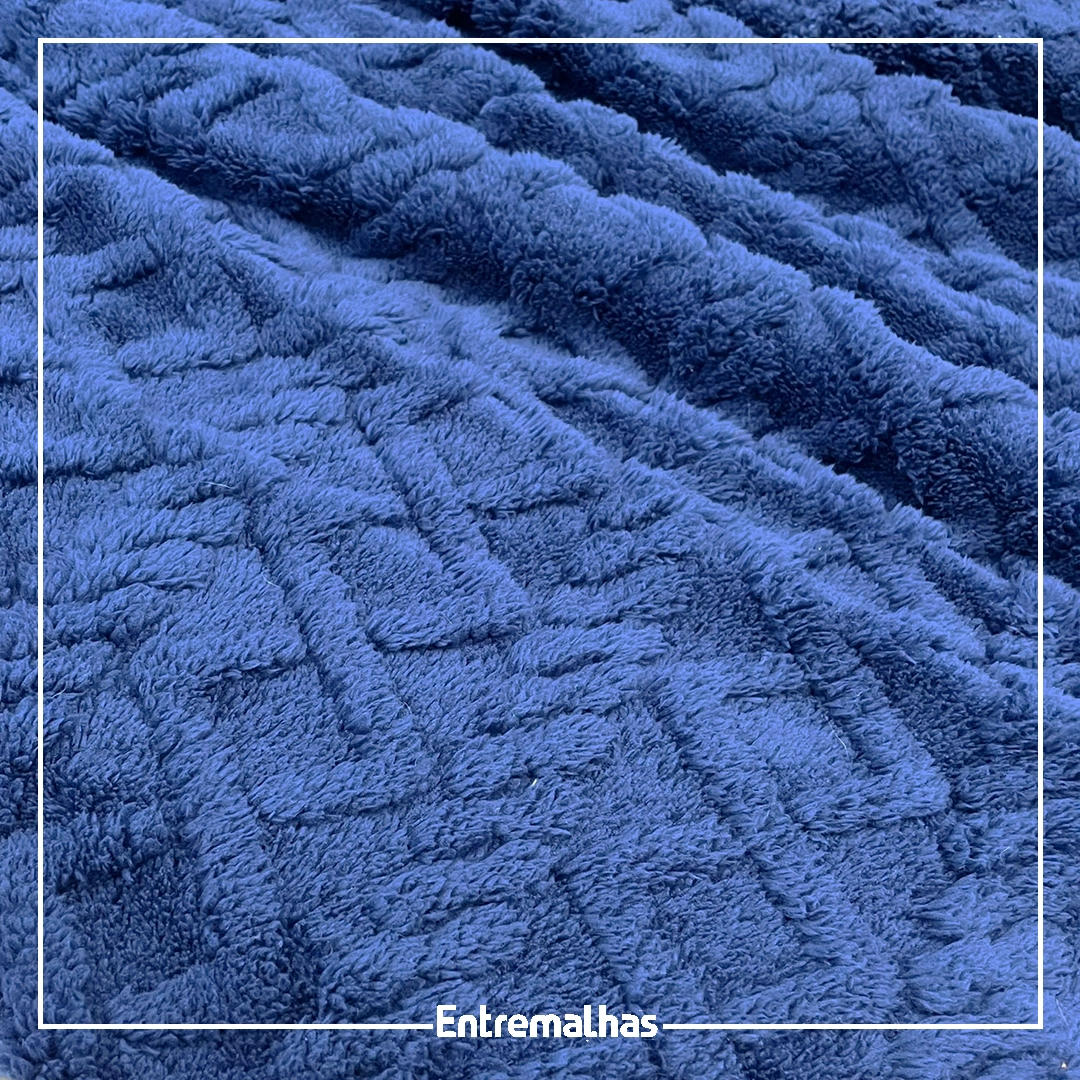 Malha Flannel Fleece Jacquard - Azul Ref.:330139