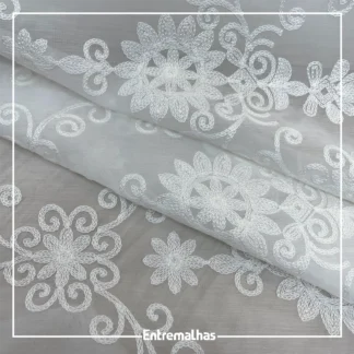Tecido Tencel Bordado - Branco Ref.:859951