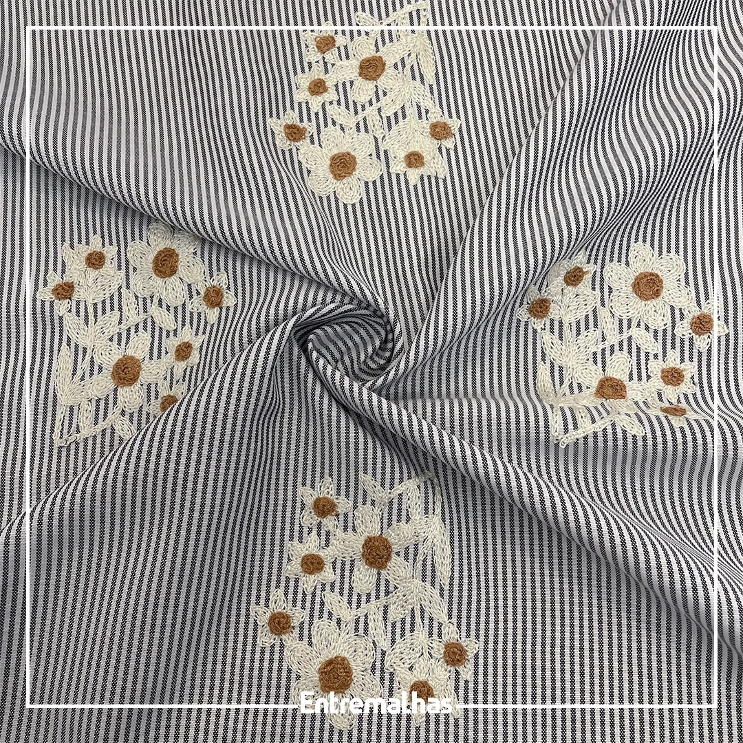 Tecido Camisaria Siesta Bordada - Azul Ref.:859960