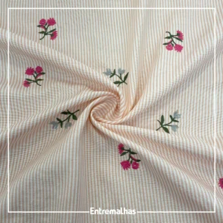 Tecido Camisaria Siesta Bordada - Rosa Ref.:859960