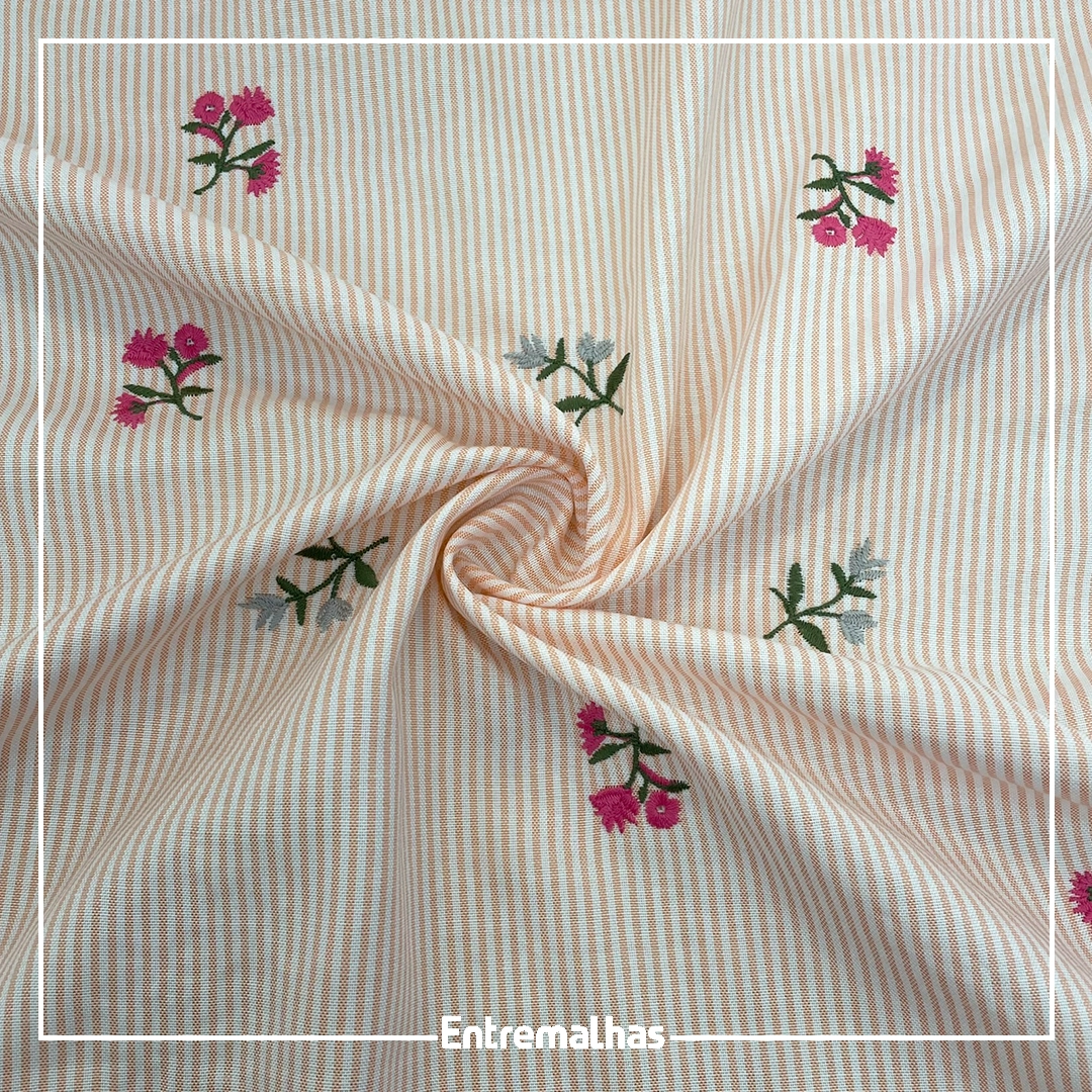 Tecido Camisaria Siesta Bordada - Rosa Ref.:859960