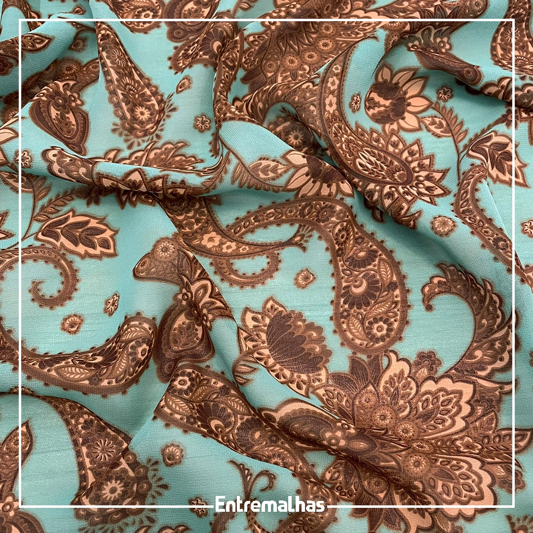 Tecido Crepe Chiffon Estampado - Verde Ref.:722201